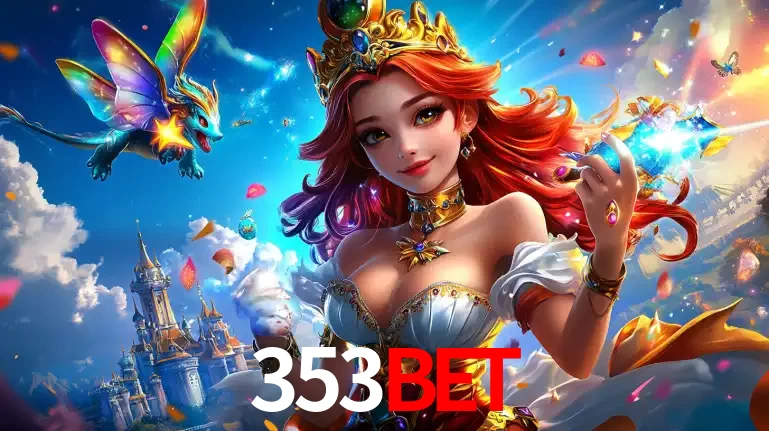 A princesa de um reino de fantasia mágico, com seu pequeno dragão, apresentando um mundo de prêmios encantados nos jogos de caça-níqueis do cassino 353BET.